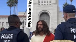 Jesus Explaining U.S. Constitution To ICE Agents in LA
