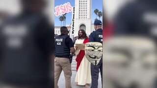Jesus Explaining U.S. Constitution To ICE Agents in LA