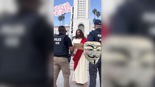 Jesus Explaining U.S. Constitution To ICE Agents in LA