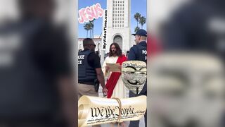 Jesus Explaining U.S. Constitution To ICE Agents in LA